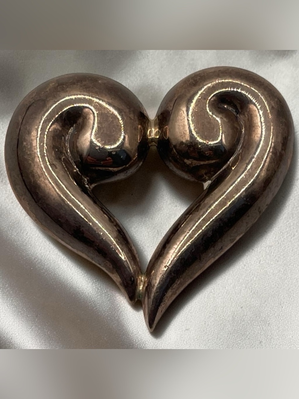 925 Sterling Silver Sculptural Heart Brooch